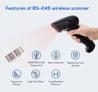 Lector de código de barras Qr 1D 2D inalámbrico de mano, escáner de código de barras láser con cable para recibo, caja registradora, sistema Pos