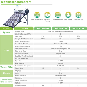 Buen Precio 58*1800mm 150l sin presión evacuar balcón colgante tubo de vacío calentador de agua Solar conjunto con bobina de cobre <span class=keywords><strong>para</strong></span> Chile - Product Image 2