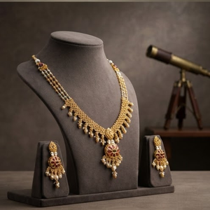 Ensemble de bijoux couleur or, collier et boucles d'oreilles, ensemble de pendentifs floraux en perles pour mariage et fête - Product Image 4