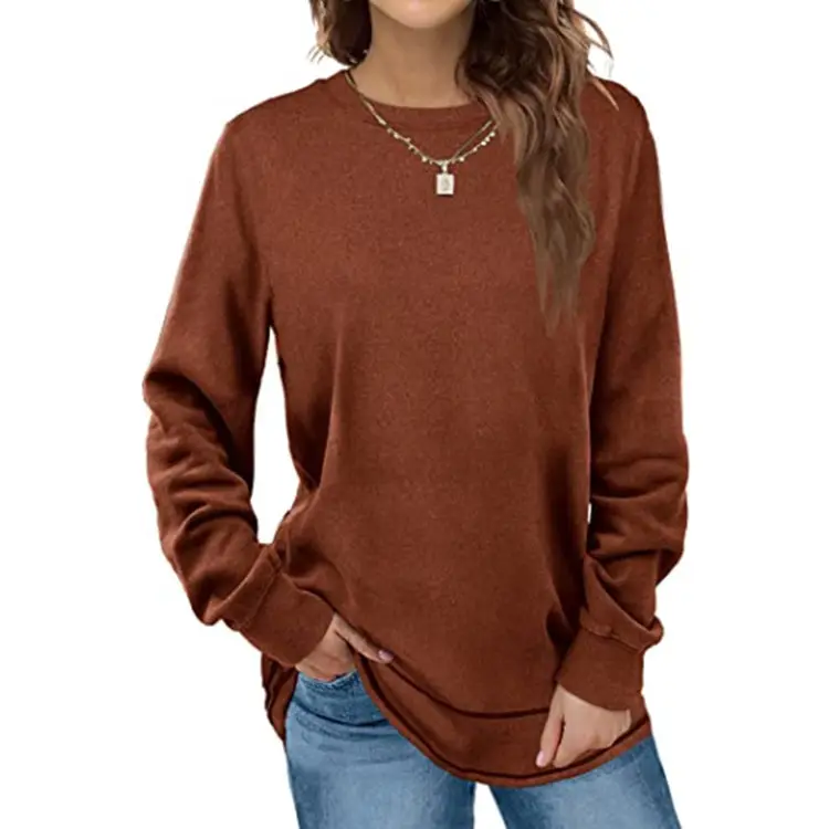 Sweatshirts For Women Crewneck Womens Solid Color Sweatshirt Long Sleeve Shirts Tunic Tops