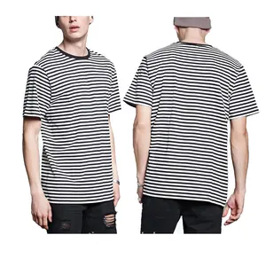JL-12161 Wholesale High Quality Striped T-Shirt Cotton Bulk White And Black Striped T Shirt For Men
