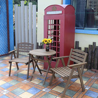 Ensemble bistrot pliant en bois massif naturel, portable, 3 pièces, pour extérieur, gain de place, table et tabourets en bois à cadre en X, camping