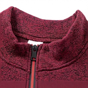 Men's Quarter-Zip Comfortable Printed Sweatshirt Set Maroon Black French Terry Casual Winter Wear Breathable Polyester Cotton - Product Image 2