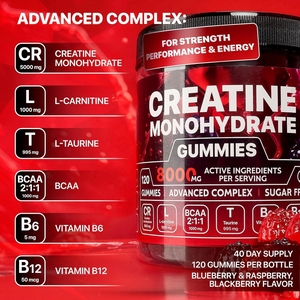 Gomitas Pre-Entrenamiento OEM/ODM con Creatina Monohidrato, L-Carnitina y Taurina, Suplemento Alimenticio para el Apoyo Inmunológico - Product Image 6