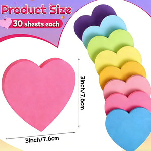 240 Hojas, Paquete de 8, Notas Adhesivas Removibles de 3x3 Pulgadas con Formas Irregulares de Corazón y Estrella de Cinco Puntas, 8 Colores Surtidos, Notas Adhesivas Bonitas - Product Image 2