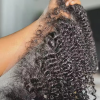 Perruques bouclées crépues en cheveux humains 4C, perruques à bords crépus en cheveux humains, nœuds invisibles, perruque frontale 360 sans colle en dentelle HD complète, cheveux indiens bruts
