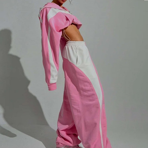 Conjunto de Sudadera con Capucha y Pantalones Deportivos con Estampado Personalizado, Pantalones Holgados con Hombros Caídos, Sudadera con Capucha de Felpa Francesa Totalmente de Poliéster con Cierre - Product Image 2