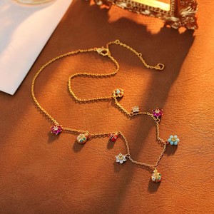Minimalista personalizado joyería de moda collar elegante 14K cadena de oro colorido flor mariquita encanto colgante collar para mujer - Product Image 5