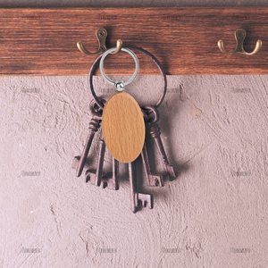 แผ่นไม้เปล่าสำหรับแกะสลัก ขายส่ง พวงกุญแจไม้รูปวงรี ป้ายห้อยกุญแจ ห่วงกุญแจ สำหรับงาน DIY ของขวัญ งานฝีมือ แกะสลักด้วยเลเซอร์ - Product Image 5