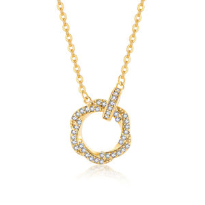 YILUN, collar con colgante de círculo chapado en oro amarillo, Plata de Ley 925, cristales CZ, piedras, collar circular, joyería de moda para mujer - Product Image 1