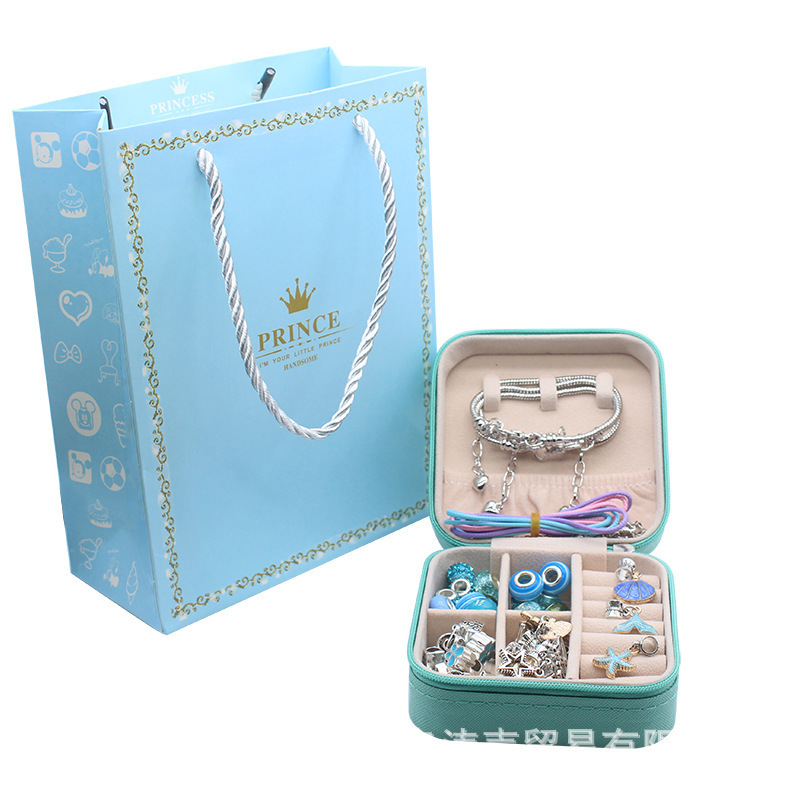 Beaded Bracelet Gift Set - Blue Jewelry Box Gift Box
