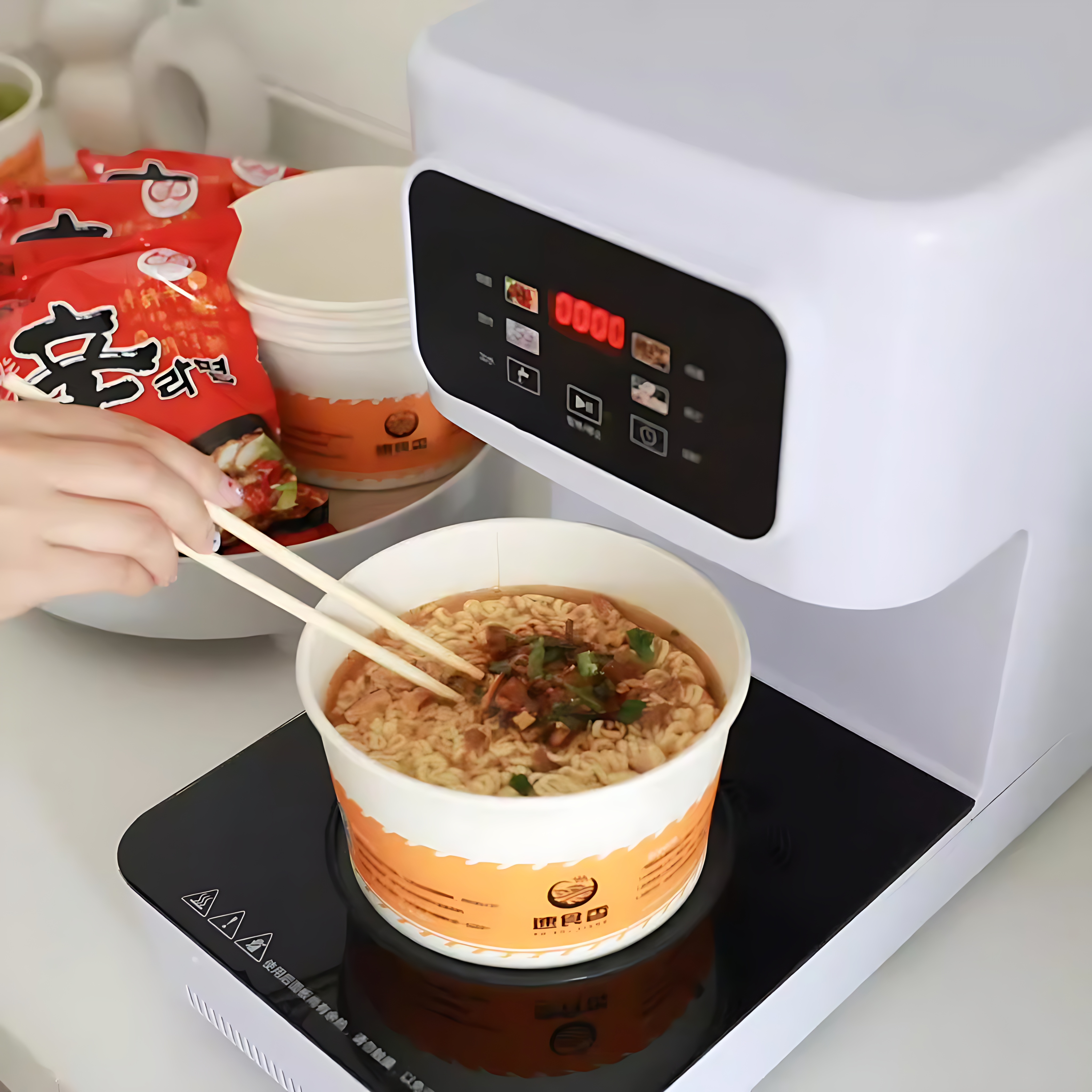 Xiamen Индукционная чаша для лапши с подогревом Одноразовый горячий горшок для приготовления различных продуктов салат суши закуски хлеб пицца сэндвич корм для домашних животных