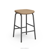Tabouret de bar moderne et tendance de style nordique, avec assise en tissu et pieds en acier fixes, chaise rembourrée en tissu pour bar à domicile, salle à manger, salon - Vente en gros