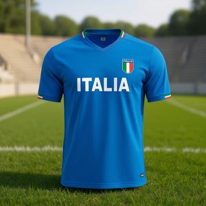 T-shirt de football MAZZEO GIOCATTOLI Italia en polyester bleu à col en V, séchage rapide, pour toutes les saisons - Product Image 3