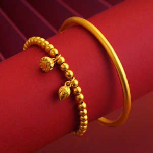 Anillo de tungsteno con diseño de loto y estilo chino antiguo para mujer, color dorado arena, duradero, que no se desvanece, con símbolo de la felicidad de dos vidas. - Product Image 2