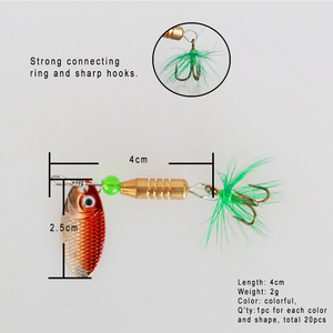 Kit de leurres de pêche imprimés à prix d'usine, ensemble de spinners 2g/5g <span class=keywords><strong>en</strong></span> fer <span class=keywords><strong>pour</strong></span> achigan, <span class=keywords><strong>truite</strong></span>, carpe <span class=keywords><strong>en</strong></span> <span class=keywords><strong>rivière</strong></span>, lac, ruisseau (sans hameçons) - Product Image 5