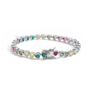 Color Tennis <b>Bracelet</b>, Heart-shaped 4 * 4mm Couple Stacked Tennis <b>Bracelet</b> Tanjing Fashion Lijing Necklace - Product Image 4