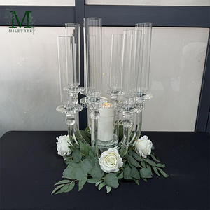 Décoration de fête de mariage de luxe Candélabre en cristal 8 bras Pilier Tube Centres de table Bougeoirs - Product Image 1