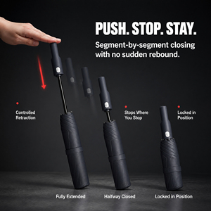 Parapluie pliant entièrement automatique personnalisé pour adultes avec pochette imperméable dissimulée, conception anti-goutte pour le voyage, rétraction contrôlée - Product Image 3