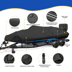 New 900D Waterproof Electric Boat Cover For 16-18.5 Feet Boats V-Shaped 3 Hull Boats For Fishing Skiing Low-Frequency Hood