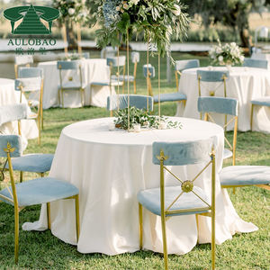 Elegant Furniture Blue Velvet Cushion Metal Frame <b>Stack</b> Rococo Wedding <b>Chairs</b> Events - Product Image 6