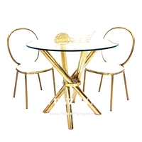 Pieds de table en acier inoxydable et plateaux de table en verre pour tables de mariage et d'événements - Vente chaude