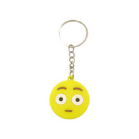 Porte-clés Emoji en PVC souple, pendentif visage de dessin animé pour sacs et clés de voiture, cadeau de fête, vente en gros