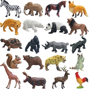 Modèles d'animaux <span class=keywords><strong>de</strong></span> simulation Yongli, animaux sauvages en plastique solide : élan, girafe, éléphant, rhinocéros, ours brun, tigre, jouets - Product Image 1