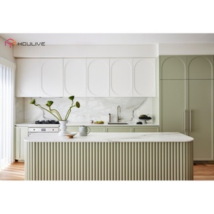 2025 עיצוב מותאם אישית ארונות מטבח עיצוב מותאם אישית ארונות אי הסורג כולל ציר כיור - Product Image 1