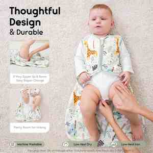 Sacs de couchage pour bébé en coton biologique certifié CPC 100% sans manches avec fermeture éclair - Product Image 3