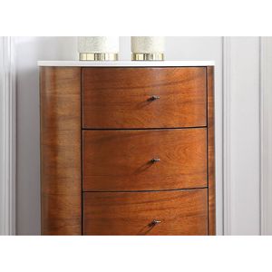 Cofre de cinco cajones de 1 pieza con acabado de nogal DB con rodamiento de bolas superior de mármol, muebles de dormitorio para sala de estar - Product Image 2