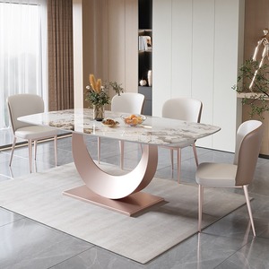 Juego de sillas de mesa de comedor rectangular de mármol de estilo moderno de lujo 4 6 8 plazas restaurante sala de estar muebles de Metal diseños de <span class=keywords><strong>cocina</strong></span> - Product Image 1