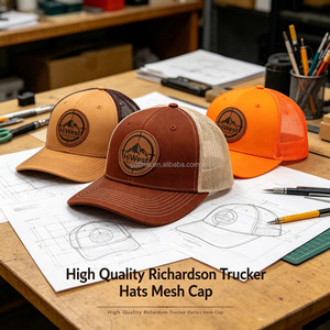 Casquette de baseball à 6 panneaux avec logo brodé personnalisé, casquette trucker avec impression en relief, casquette hip hop décontractée Richardson 112 - Product Image 1