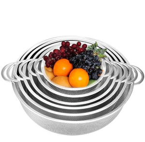 DFU0151 Égouttoir en maille perforée en acier inoxydable pour fruits et légumes avec poignées - Product Image 4