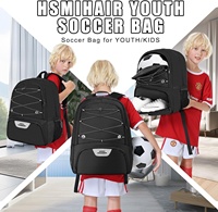 Sac à dos de football pour jeunes Hsmihair en denim avec compartiment zippé pour ballon, compartiment séparé pour chaussures de foot et bretelles pour le football