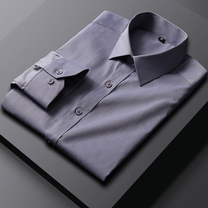 Camisas blancas de <span class=keywords><strong>manga</strong></span> <span class=keywords><strong>larga</strong></span> de color sólido para hombres de gama alta, ropa de <span class=keywords><strong>trabajo</strong></span> profesional, camisa holgada, ropa nueva para hombres, venta al por mayor - Product Image 2