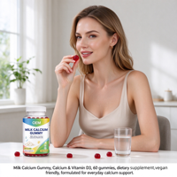 Gummies de calcium au lait en gros pour marque privée OEM, 60 unités, avec suppléments de vitamine D3