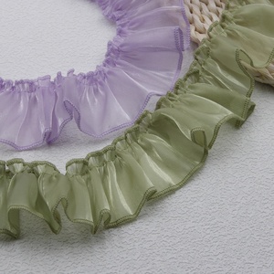 Accessori di pizzo a foglia di loto pieghettati in raso multicolore di 5-7 cm, opere d'arte in tessuto per tende, bordi del grembiule, polsini - Product Image 3