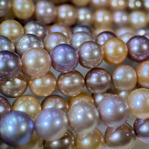 9-10มิลลิเมตรสีธรรมชาติมุกน้ำจืดสาระรอบสีผสมเครื่องประดับ S925สร้อยคอมุกผู้ชายผู้หญิง - Product Image 3