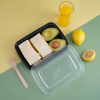 Conteneurs alimentaires en plastique réutilisables et jetables avec couvercle, compatibles micro-ondes et congélateur, vente en gros