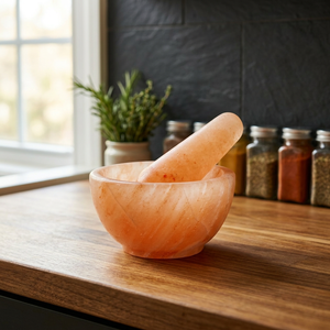 Organic Material Mortar Pestle Waterproof Handmade Natural Shape Kitchen Grinder <b>Pink</b> High Quality Environmental Friendly - Product Image 2