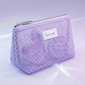 Kit de beauté GWP clé <span class=keywords><strong>en</strong></span> main, sac cosmétique portable de luxe <span class=keywords><strong>en</strong></span> maille violette, brosse à cuir chevelu Gua Sha <span class=keywords><strong>en</strong></span> acier inoxydable avec fermeture éclair, logo personnalisé, bien-être - Product Image 2