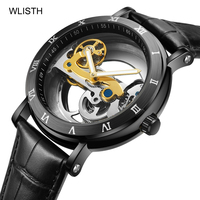 WLISTH Montres pour hommes Montre-bracelet mécanique automatique au design royal entièrement transparente Boîtier en acier Montre lumineuse étanche pour hommes