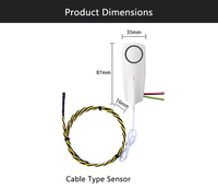 Detector de Fugas de Agua WiFi Tuya con Batería Recargable de 500mAh, Sensor con Cable para Detección de Fugas en Tuberías para Sótano/Cocina/Baño