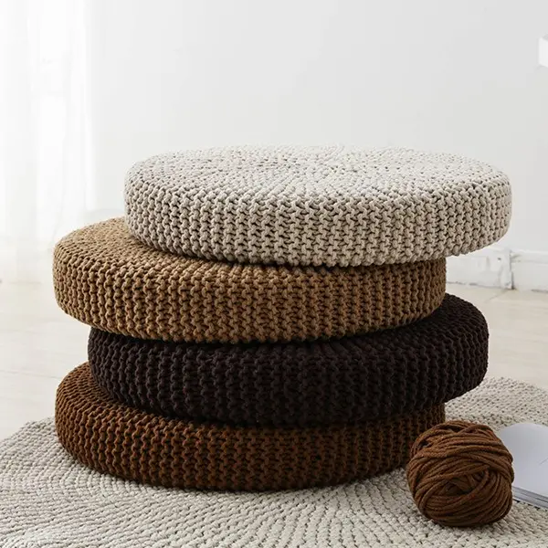 Sinyoo Nhà Sản Xuất Trực Tiếp Phong Cách Hiện Đại Túi Đậu Vòng Pouffe Đan Handmade Ottoman Pouf Cho Nhà