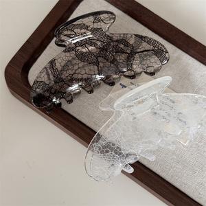 Nouveauté : Pince à cheveux élégante en acrylique transparent avec dentelle, accessoire pour filles - Product Image 6