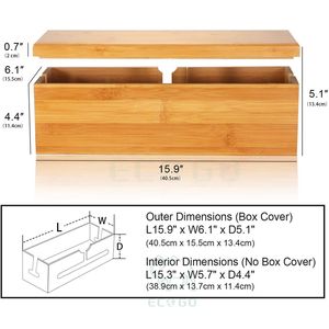 Caja de cable grande de bambú, elegante organizador de cables, caja de gestión de cables para ocultar cables y gestión de cables - Product Image 5