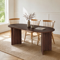 Table à manger ovale élégante en noyer 200 x 90 cm, design extensible, panneau de particules mélaminé 25 mm, mobilier de salle à manger moderne