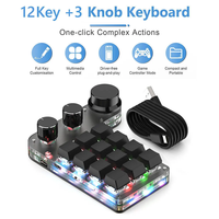 Mini Teclado RGB de 3 Teclas Personalizable con Cable, Perilla Macro, Tecla de Atajo para Copiar y Pegar, Teclado Mecánico Mini para Juegos E-sports con Interruptores Intercambiables en Caliente
