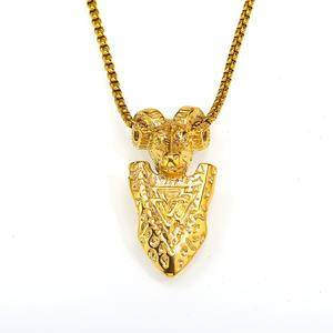 Mens WaterProof Stainless Steel Ram Head Pendant <b>Necklace</b> Viking <b>Celtic</b> Biker Gothic Box Chain Gold Silver Black Hypoallergenic - Product Image 4